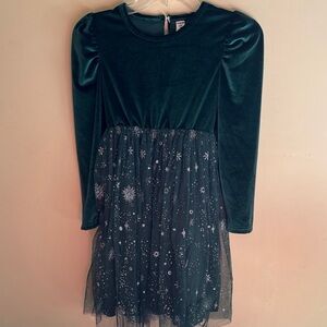 H&M Green Velvet Kids Dress with Starry Tulle